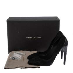 Pre Owned Bottega Veneta Black Suede and Leather Woven Heel Pumps Size 35.5