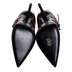 مملوكة مسبقًا حذاء كعب عالي بوتيغا فينيتا طراز سيور ماري جان مقدمة مدببة جلد لامع عنابي مقاس 36