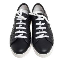 Pre Owned Bottega Veneta Black Intrecciato Leather Running Low Top Sneakers Size 39