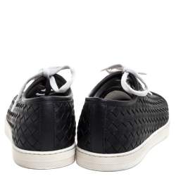 Pre Owned Bottega Veneta Black Intrecciato Leather Running Low Top Sneakers Size 39