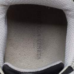 Pre Owned Bottega Veneta White/Black Mesh And Intrecciato Suede Leather Lace Up Low Top Sneakers Size 39.5