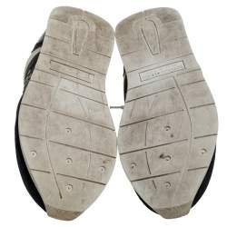 Pre Owned Bottega Veneta White/Black Mesh And Intrecciato Suede Leather Lace Up Low Top Sneakers Size 39.5