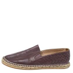Bottega Veneta Brown Intrecciato Leather Espadrilles Flats Size 36