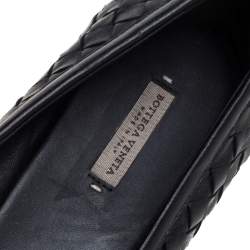 Pre Owned Bottega Veneta Black Intercciato Leather Ballet Flats Size 36.5