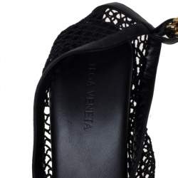 مملوكة مسبقًا Bottega Veneta Black Mesh And Leather Trims Chain Embellished Ankle Cuff Pumps Size 38.5