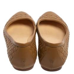 Pre Owned حذاء باليرينا فلات بوتيغا فينيتا جلد أنترشياتو بني مقاس 37