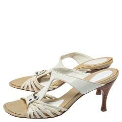 Bottega Veneta White Leather Strappy Sandals Size 36