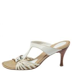 Bottega Veneta White Leather Strappy Sandals Size 36