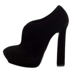 Pre Owned حذاء بوت كاحل بوتيغا فينيتا نعل سميك سويدى أسود مقاس 38