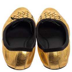 Pre Owned حذاء فلات باليه بوتيغا فينيتا جلد ذهبى مقاس 39