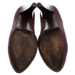 Bottega Veneta Burgundy Leather Intrecciato  Platform Pumps Size 40