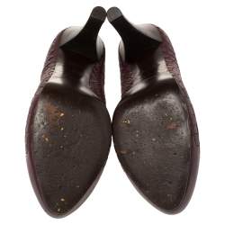 Pre Owned Bottega Veneta Burgundy Intrecciato Leather Pumps  Size 39.5