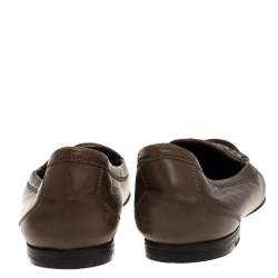 Pre Owned Bottega Veneta Olive Green Intrecciato Leather Loafers Size 38.5