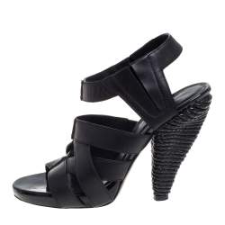 Bottega Veneta Black Leather Strappy Sandals Size 36 