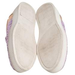 Pre Owned Bottega Veneta Multicolor Woven Leather Slip on Sneakers Size 36