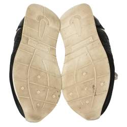 Pre Owned Bottega Veneta White/Black Mesh And Suede Intrecciato Leather Lace Up Low Top Sneakers Size 39