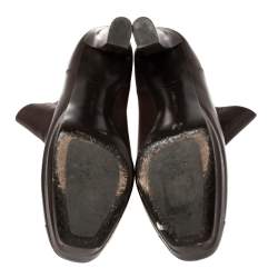 مملوكة مسبقًا Bottega Veneta Brown Leather Intrecciato Platform Ankle Boots Size 38.5