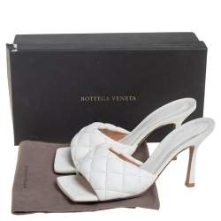 مملوكة مسبقًا صندل سلايد بوتيغا فينيتا ليدو بي في جلد أبيض مقاس 38
