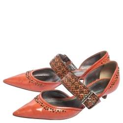 Bottega Veneta Coral Leather And Ayers Dahlia Chenille D'orsay Pumps Size 37