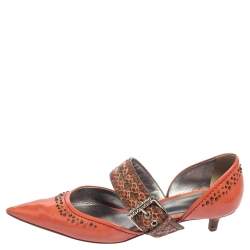 Bottega Veneta Coral Leather And Ayers Dahlia Chenille D'orsay Pumps Size 37