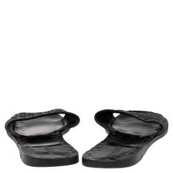 مملوكة مسبقًا Bottega Veneta Black Intrecciato Leather Slide Flat Sandals Size 41