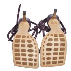 Bottega Veneta Metallic Purple Leather Knot Sandals Size 39