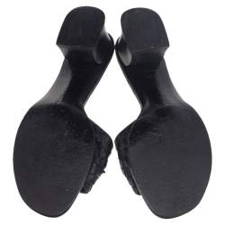 مملوكة مسبقًا Bottega Veneta Black Intrecciato Leather Ravello Slide Sandals Size 36.5