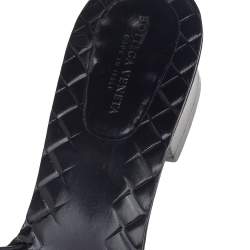مملوكة مسبقًا Bottega Veneta Black Intrecciato Leather Ravello Slide Sandals Size 36.5