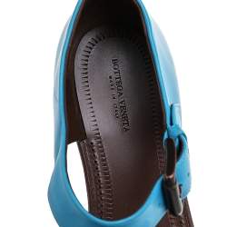 مملوكة مسبقًا صندل بوتيغا فينيتا سير كاحل فلات جلد أزرق مقاس 40.5