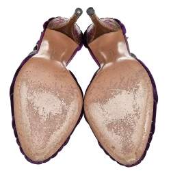 مملوكة مسبقًا صندل بوتيغا فينيتا جلد وجلد بنفسجي بحزام للكاحل مقاس 39