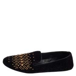 Bottega Veneta Black Interecciato Suede Studded Smoking Slippers Size 36