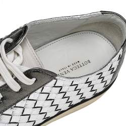 Pre Owned Bottega Veneta Tricolor Suede And Intrecciato Leather Low Top Sneakers Size 37.5