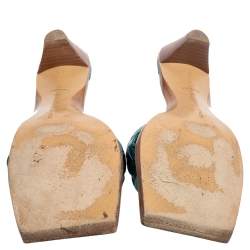 مملوكة مسبقًا Bottega Veneta Metallic Blue Intrecciato Leather Square Toe Slide Sandals Size 39