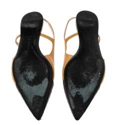 مملوكة مسبقًا Bottega Veneta Yellow/Black Leather Slingback Sandals Size 39