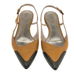 مملوكة مسبقًا Bottega Veneta Yellow/Black Leather Slingback Sandals Size 39