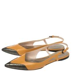 مملوكة مسبقًا Bottega Veneta Yellow/Black Leather Slingback Sandals Size 39