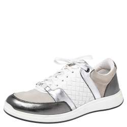 Pre Owned Bottega Veneta Multicolor  Suede And Intrecciato Leather Lace Up Low Top Sneakers Size 38