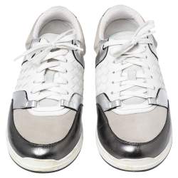 Pre Owned Bottega Veneta Multicolor  Suede And Intrecciato Leather Lace Up Low Top Sneakers Size 38