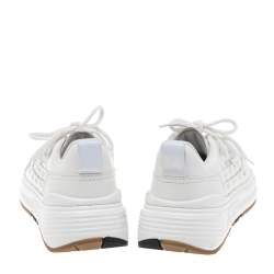 Pre Owned Bottega Veneta White Leather Speedster Sneakers Size 39