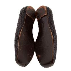 Pre Owned Bottega Veneta Brown Intreccaito Leather Ballet Flats Size 37