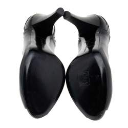 مملوكة مسبقًا Bottega Veneta Black Leather Peep Toe Pumps Size 41