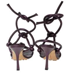 Bottega Veneta Metallic Purple Leather Knot Sandals Size 38.5