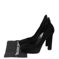 Pre Owned Bottega Veneta Black Suede Collar Detail Platform Pumps Size 39.5