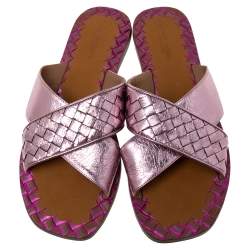 Pre Owned صندل بوتيغا فينيتا رافيلو جلد أنترشياتو وردي سيور متعاكسة مقاس 38