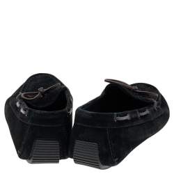 Bottega Veneta Black Intrecciato Suede Bow Slip On Loafers Size 38.5