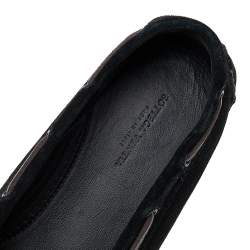 Bottega Veneta Black Intrecciato Suede Bow Slip On Loafers Size 38.5
