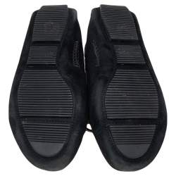 Bottega Veneta Black Intrecciato Suede Bow Slip On Loafers Size 38.5