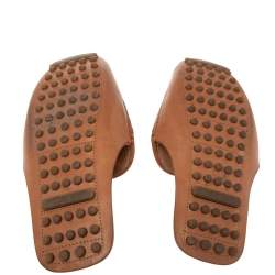 Pre Owned Bottega Veneta Brown Intrecciato Leather  Mules Size 39