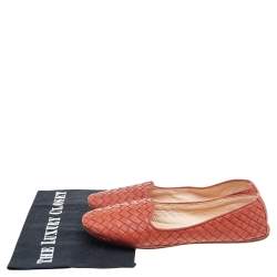 Bottega Veneta Orange Intrecciato Leather Smoking Slippers Size 37