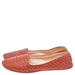 Bottega Veneta Orange Intrecciato Leather Smoking Slippers Size 37